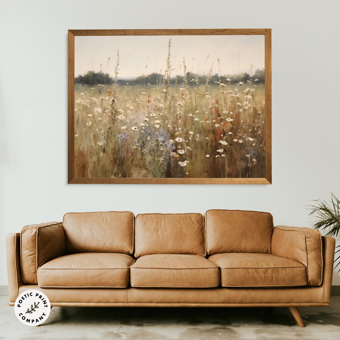 Field Of Subtle Wildflowers Oil Painting Vintage Countryside Wall Art - Image 4