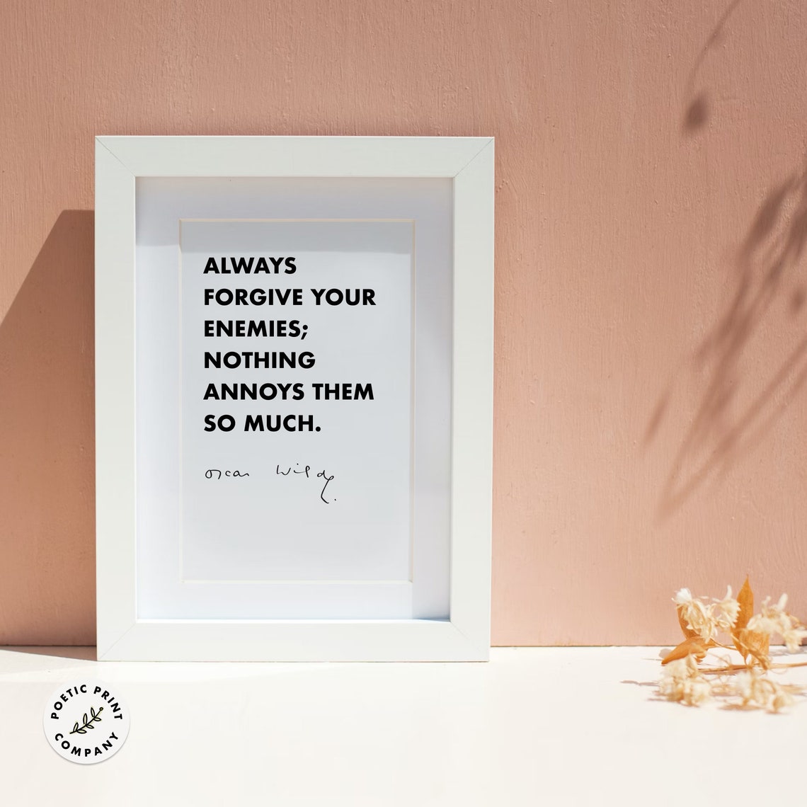 Oscar Wilde Forgive Your Enemies Minimalist Black White Quote Poster - Image 5