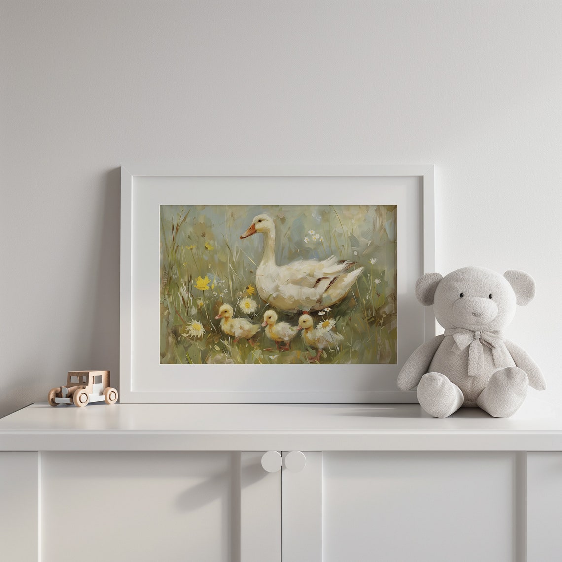 Vintage Duck Painting Wall Art Duckling Wall Art Print Oil Painting Farmhouse Wall Art Antique Nursery Kids Bedroom Wall Art - Image 2