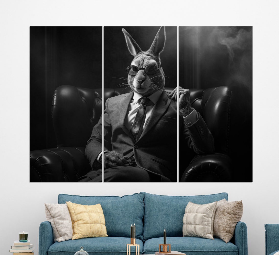 Hare In A Suit With Tie, Hare Print