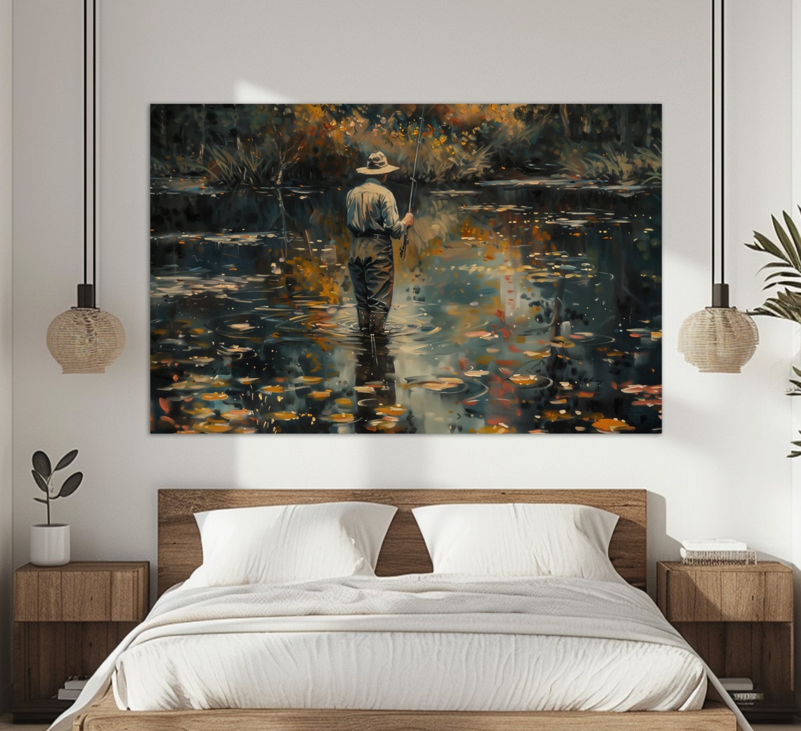 Fishing Print Fishing Painting Fishing Wall Art Fisherman Gift Fishing Print Fishing Wall Decor