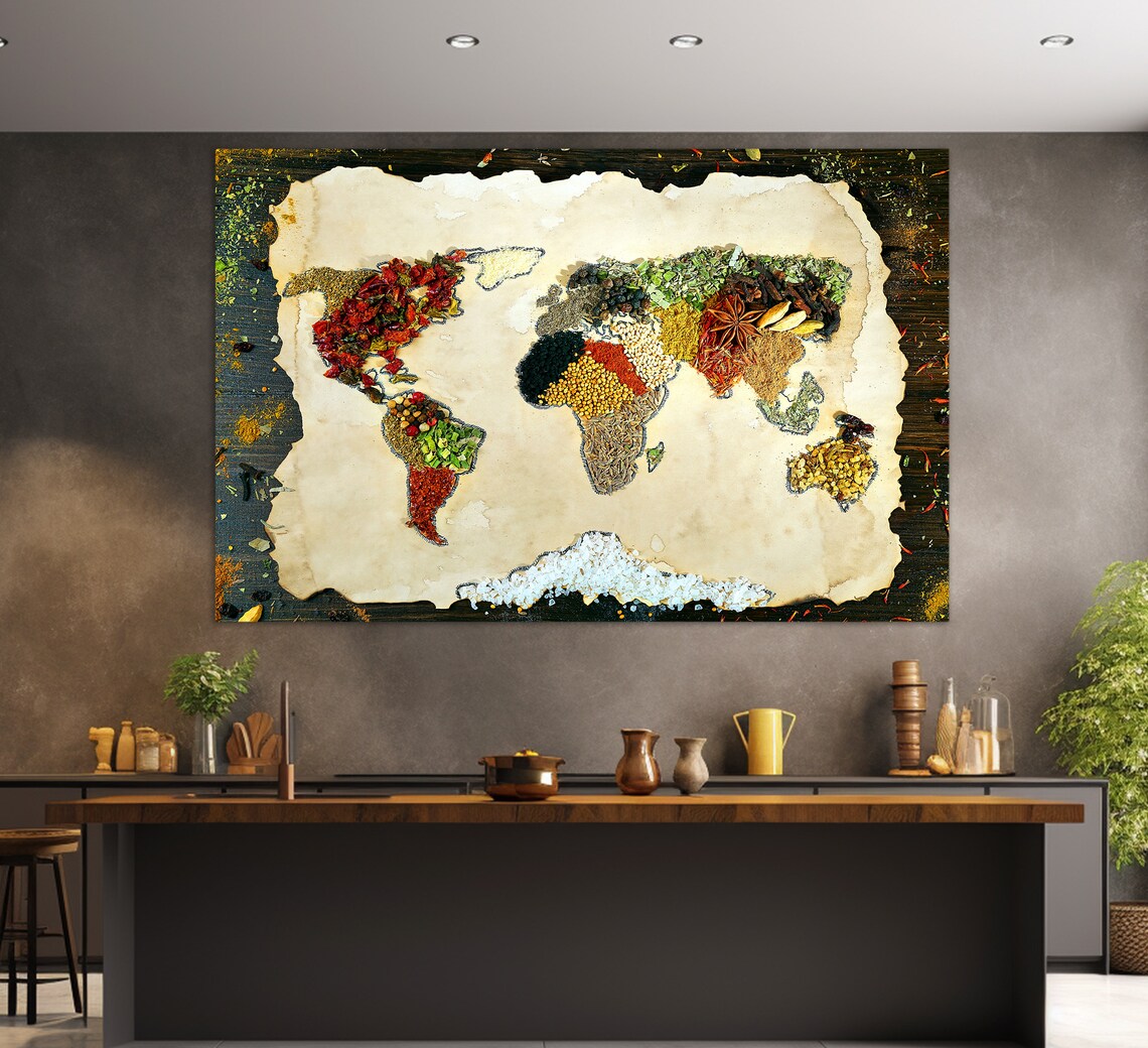 World Map From Spices, Kitchen Wall Decor - Image 4