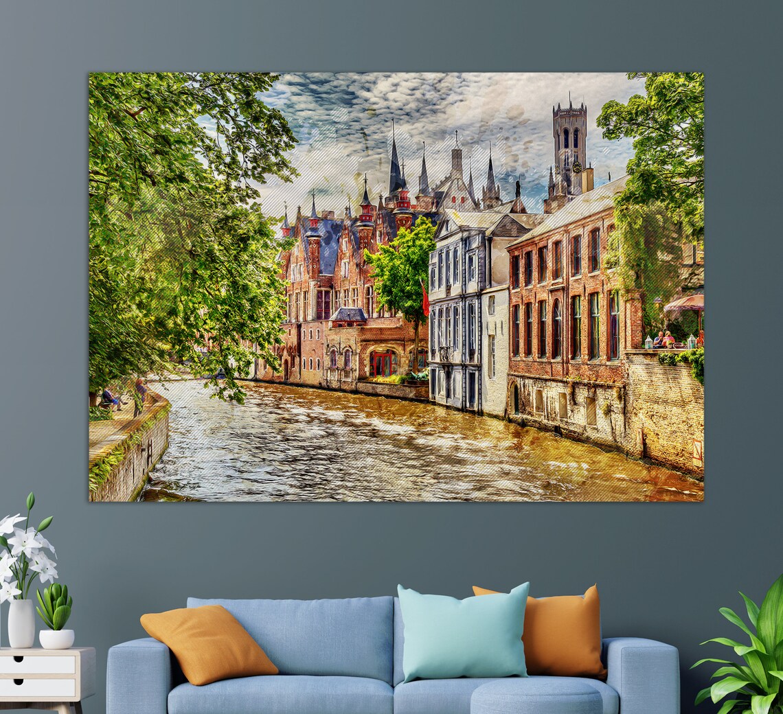 Bruges Travel Poster, Belgium Wall Art Poster Print