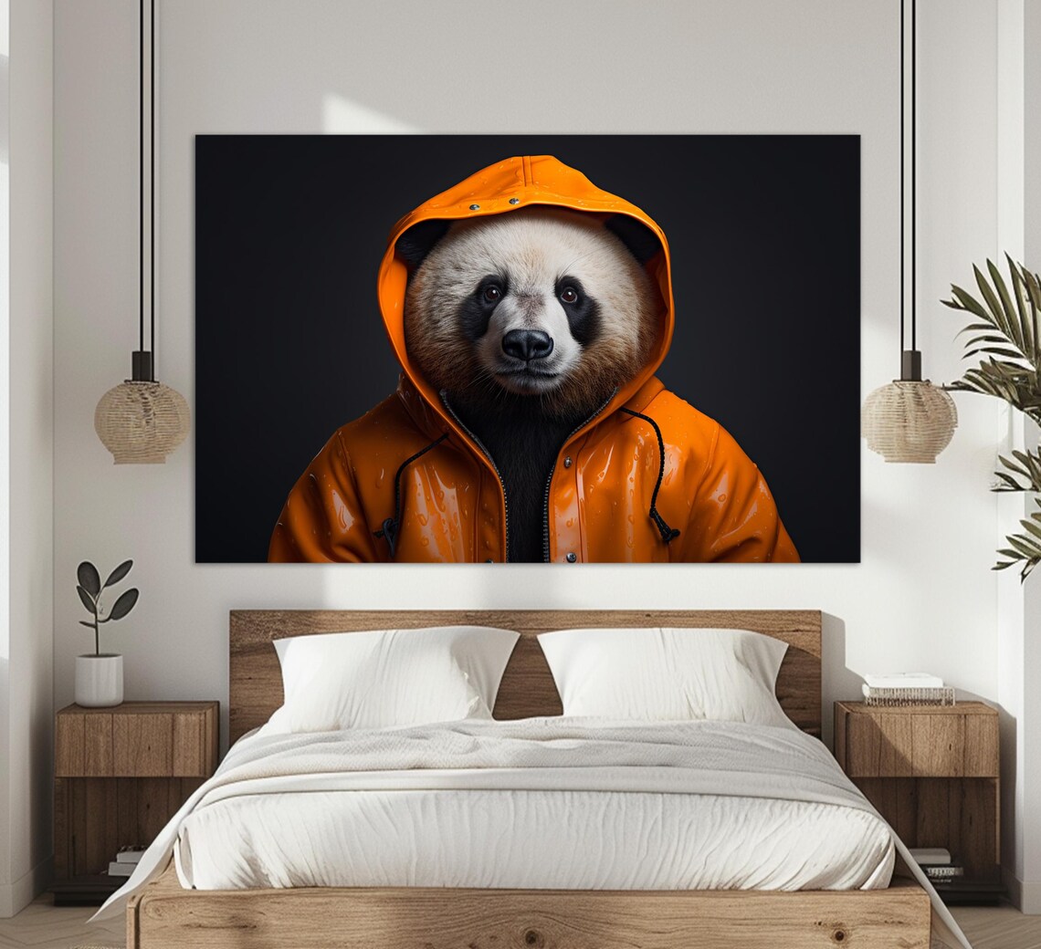 Panda In A Leather Jacket, Animal Art Print - Image 4