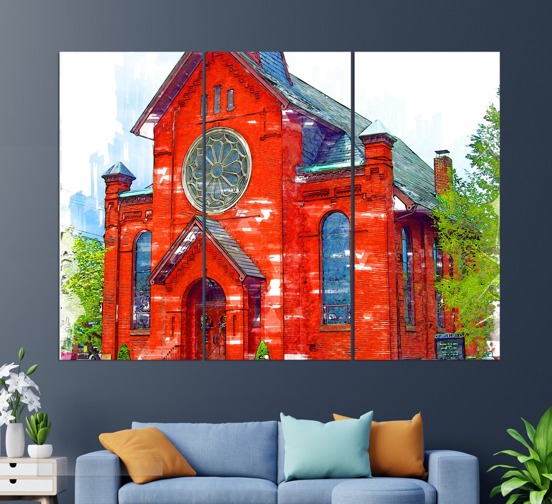 St John The Baptist Church Newark Red Brick Rose Window Painting Poster - Image 2