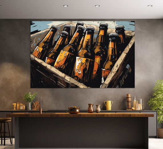 Abstract Beer Print Beer Wall Art Beer Painting Kitchen Wall Decor Pub Wall Art Bar Print