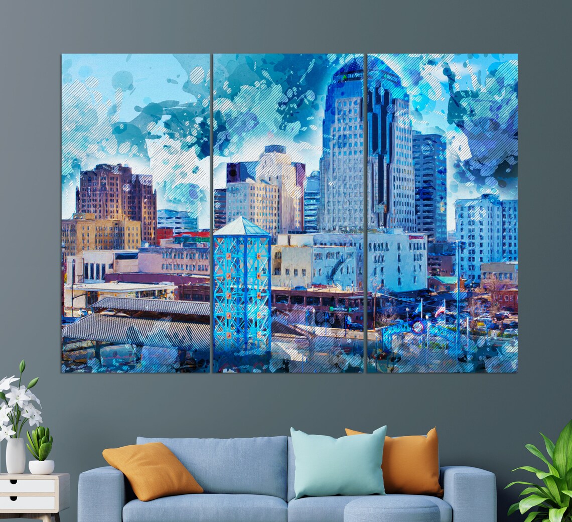Shreveport Skyline Travel Poster, City Wall Art - Image 2