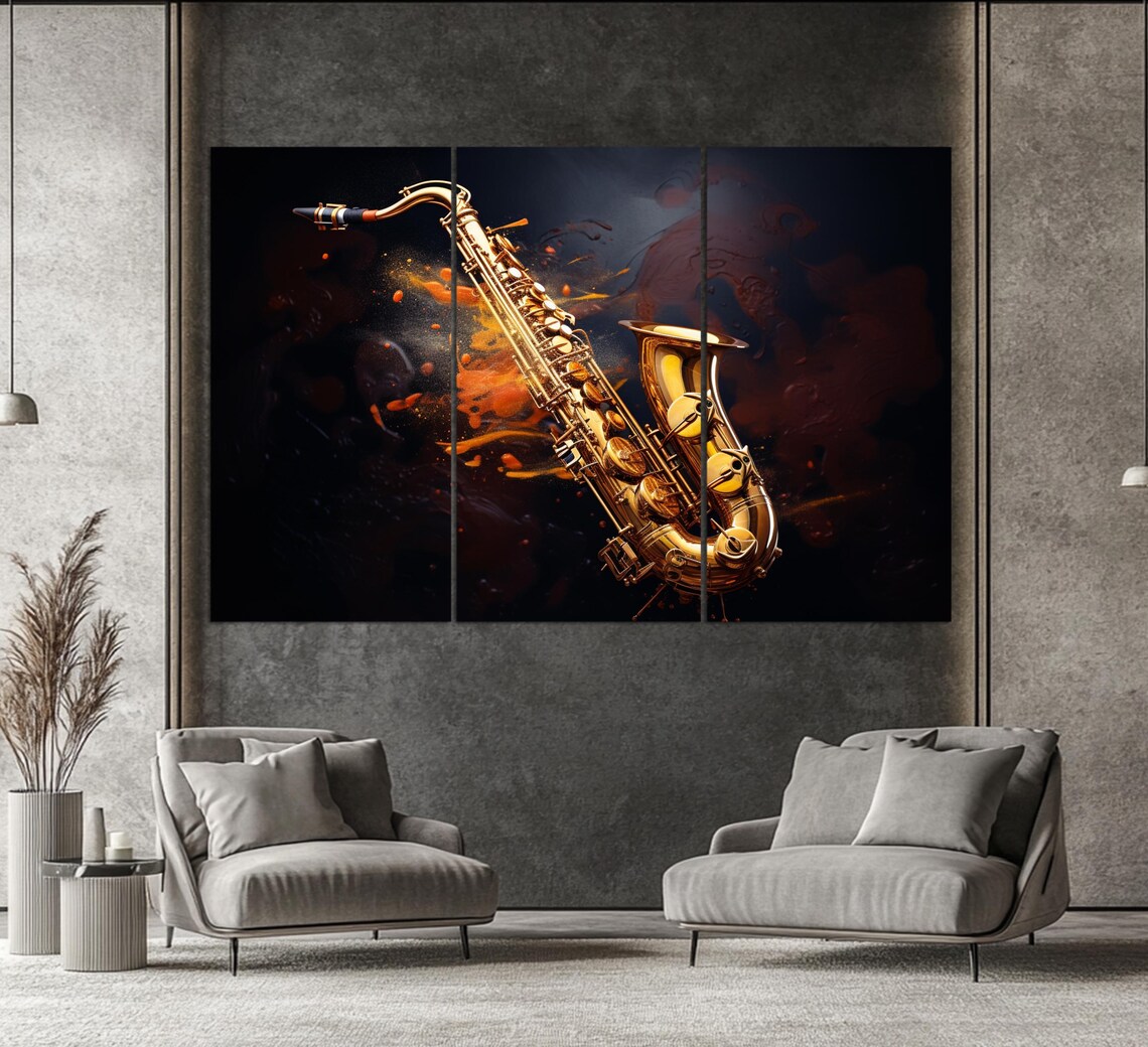 Abstract Saxophone Wall Art Print, Jazz Music Decor - Image 2