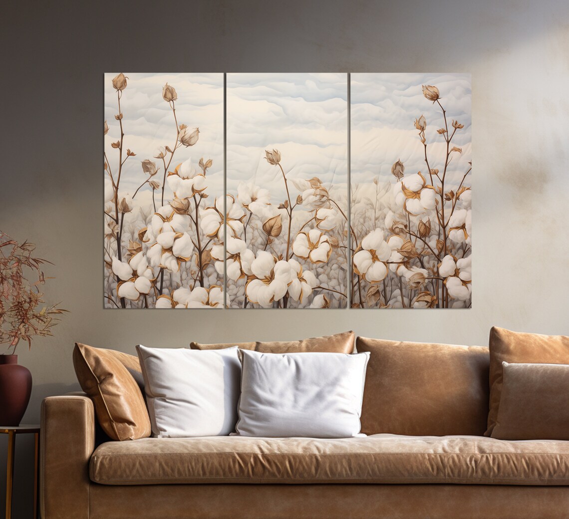 Cotton Field Painting, Abstract Cotton Field Art Print - Image 3