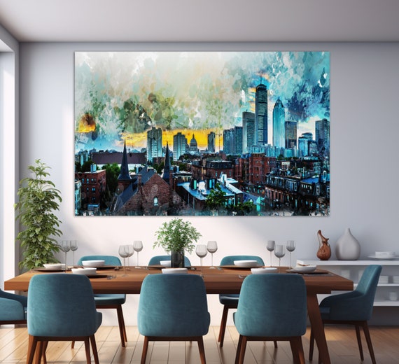 Abstract Boston Skyline Art Print, Boston Wall Decor