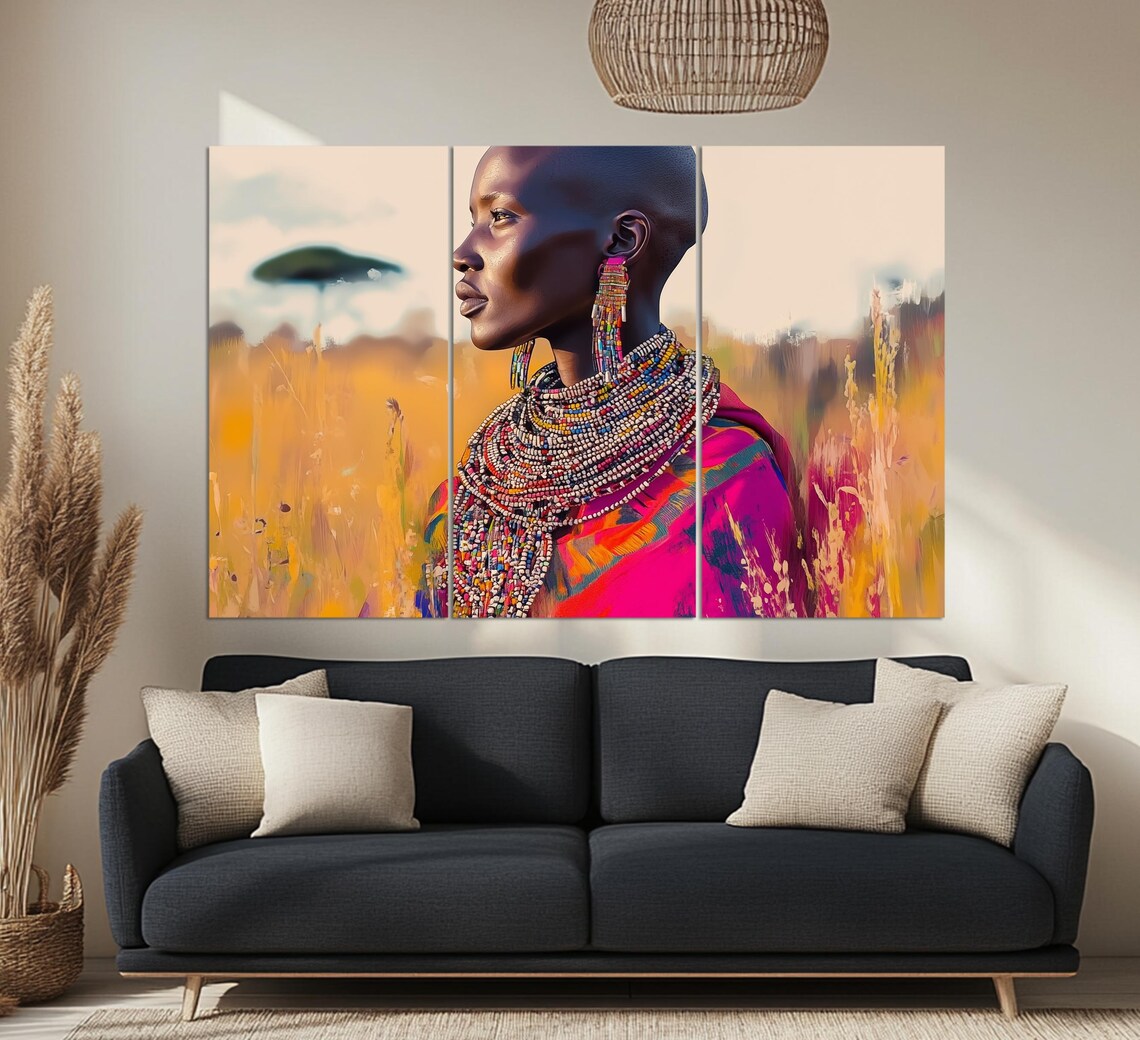 Masai Woman Abstract African Wall Poster Print - Image 2