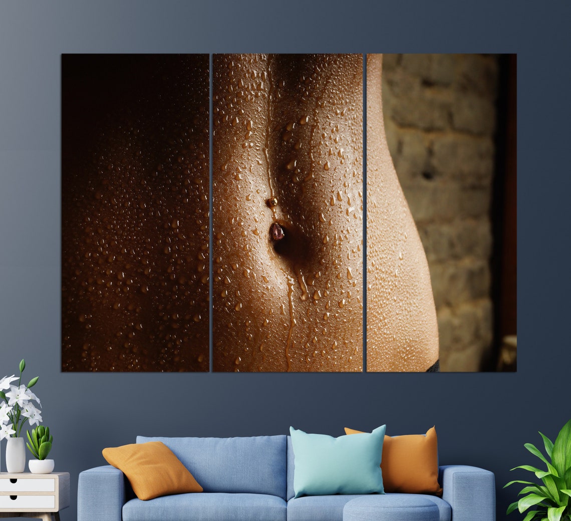 Sensual Wet Torso Water Droplets Dramatic Light Artistic Body Poster - Image 2