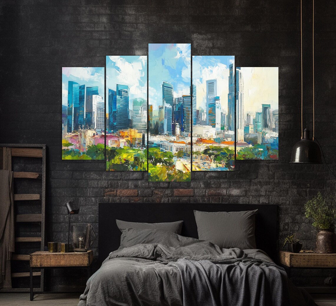 Singapore Skyline Travel Poster, Cityscape View - Image 2