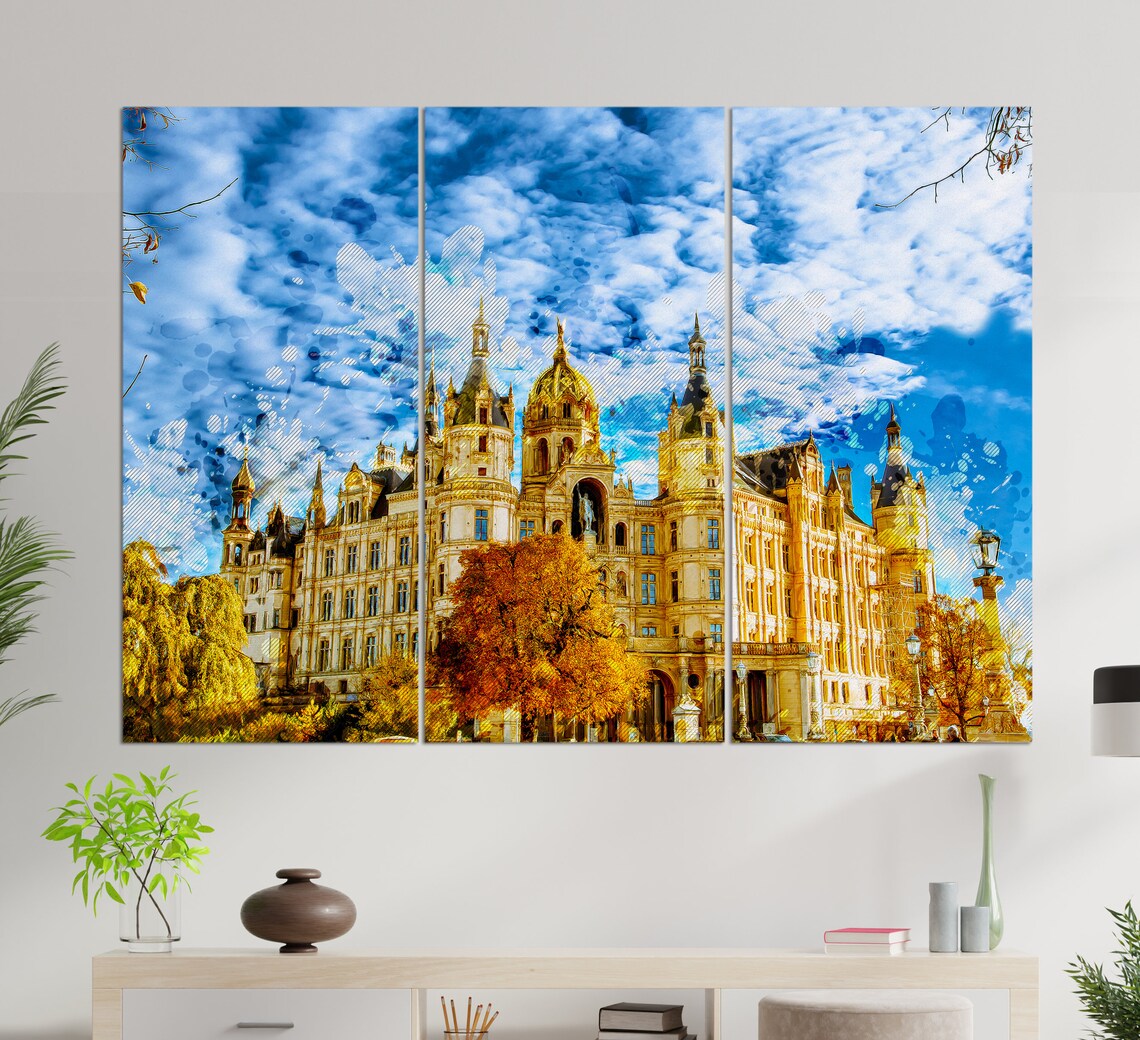 Schwerin Castle Painting, Germany Travel Poster - Image 2