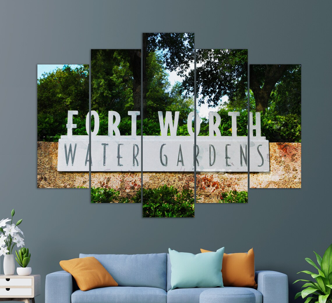 Fort Worth Water Gardens Sign Texas Landmark Entrance Wall Art Poster - Image 3