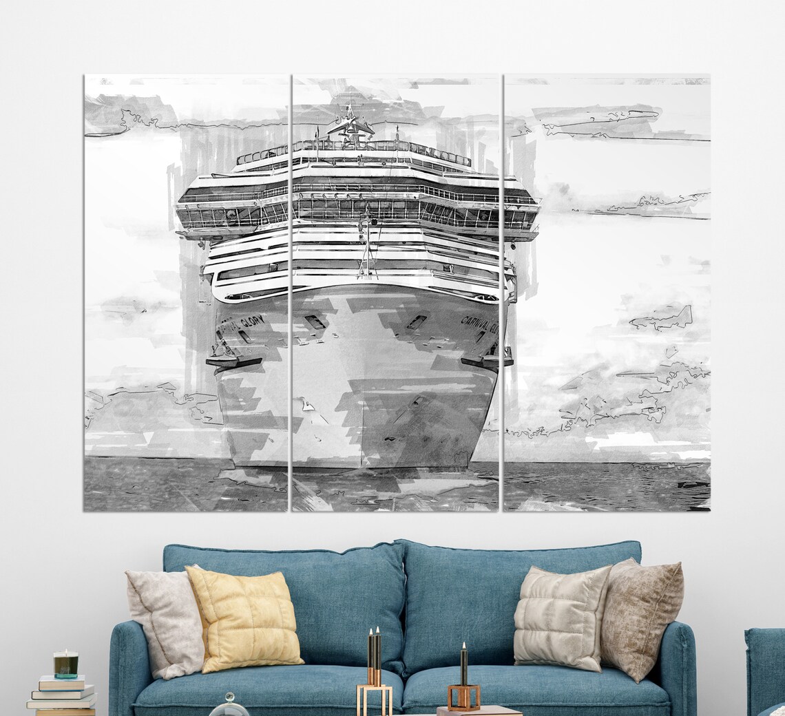 Carnival Glory Cruise Ship Bow Watercolor Ocean Voyage Poster - Image 2