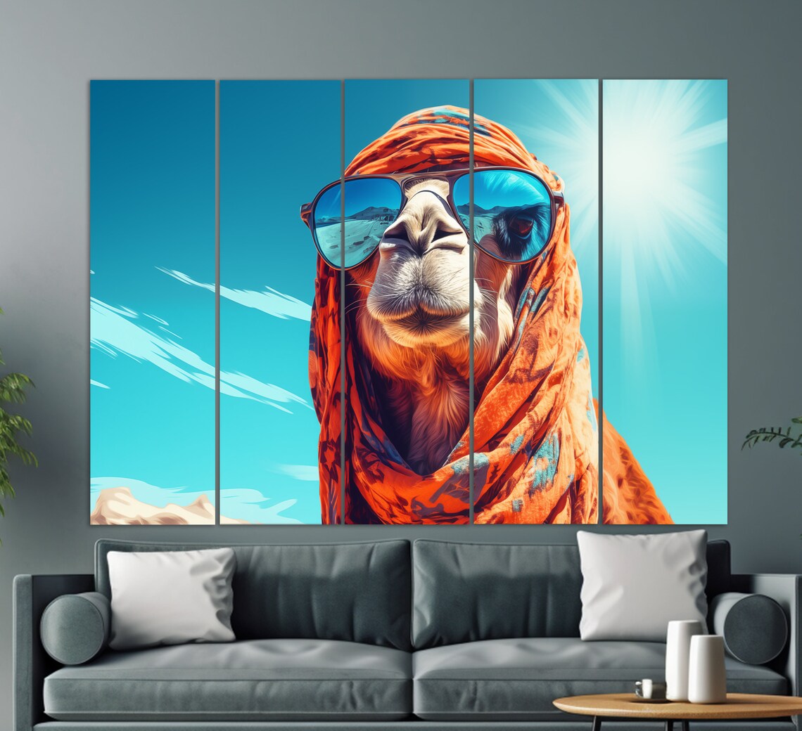 Camel In Glasses Print Cool Camel Painting Funny Camels Wall Art Animals Paintings - Image 2