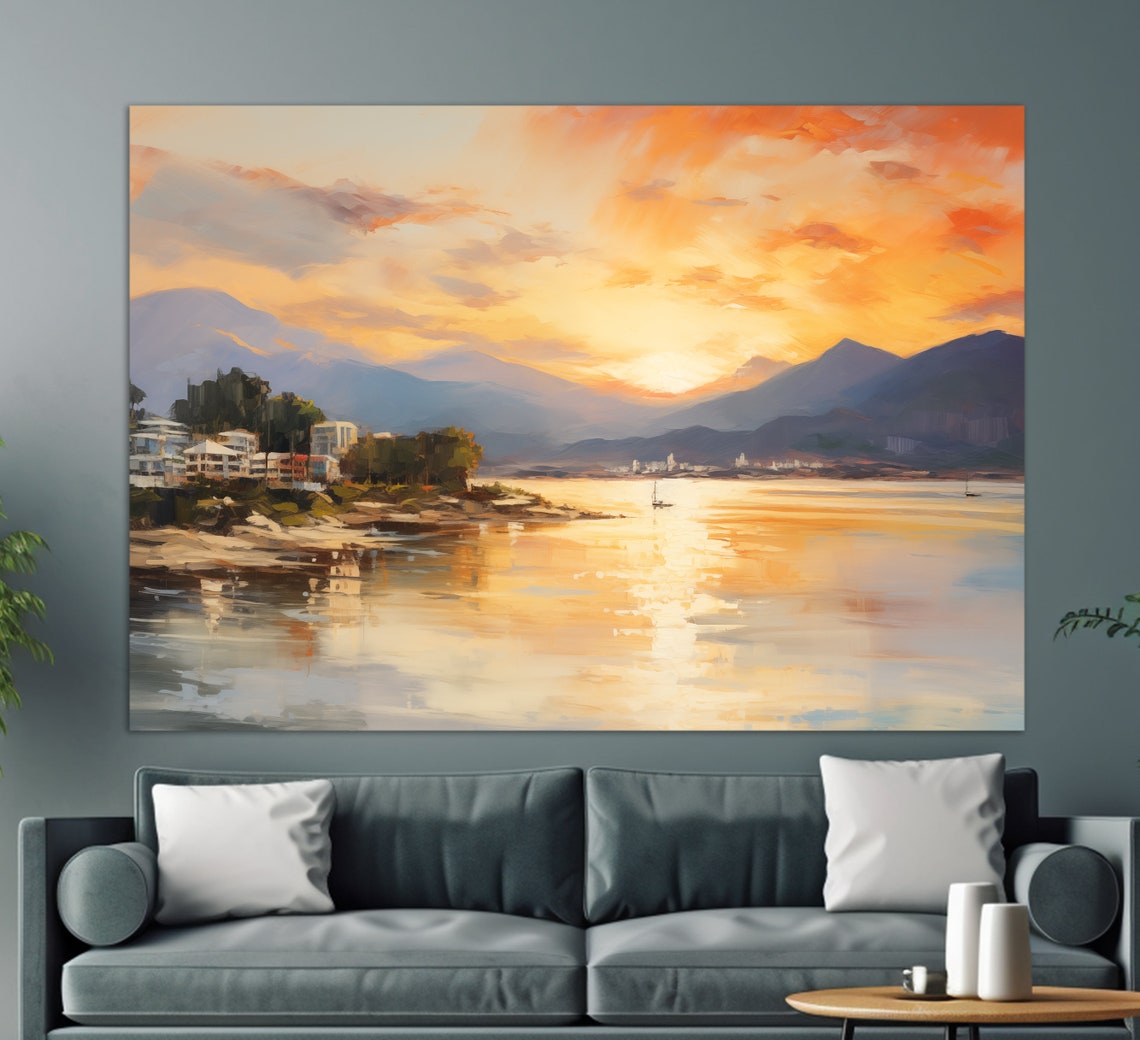 Florianopolis Brazil Bay Sunset Mountain Coast Sailboat Travel Poster