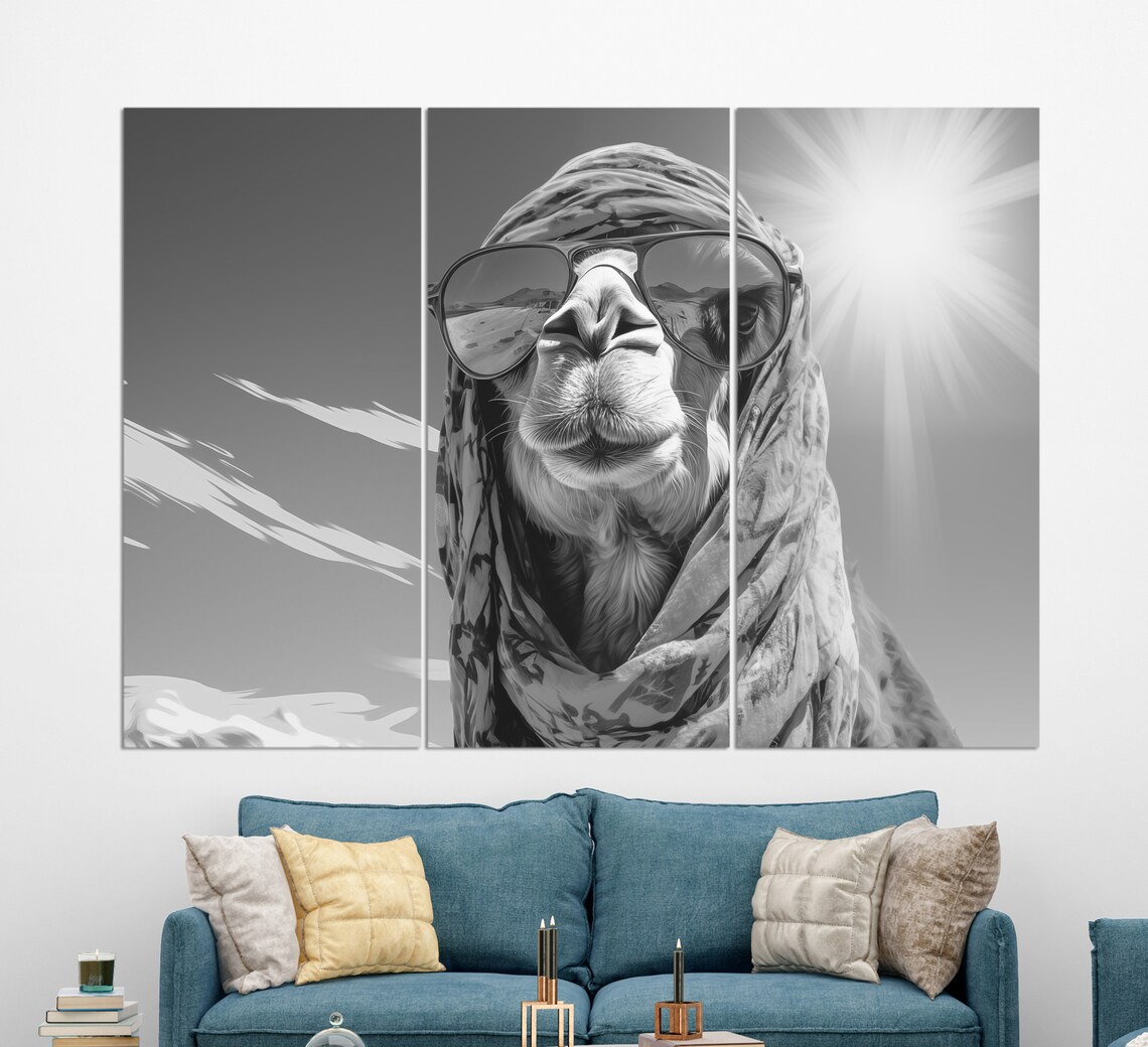 Camel In Glasses Print Cool Camel Painting Funny Camels Wall Art Animals Paintings - Image 3