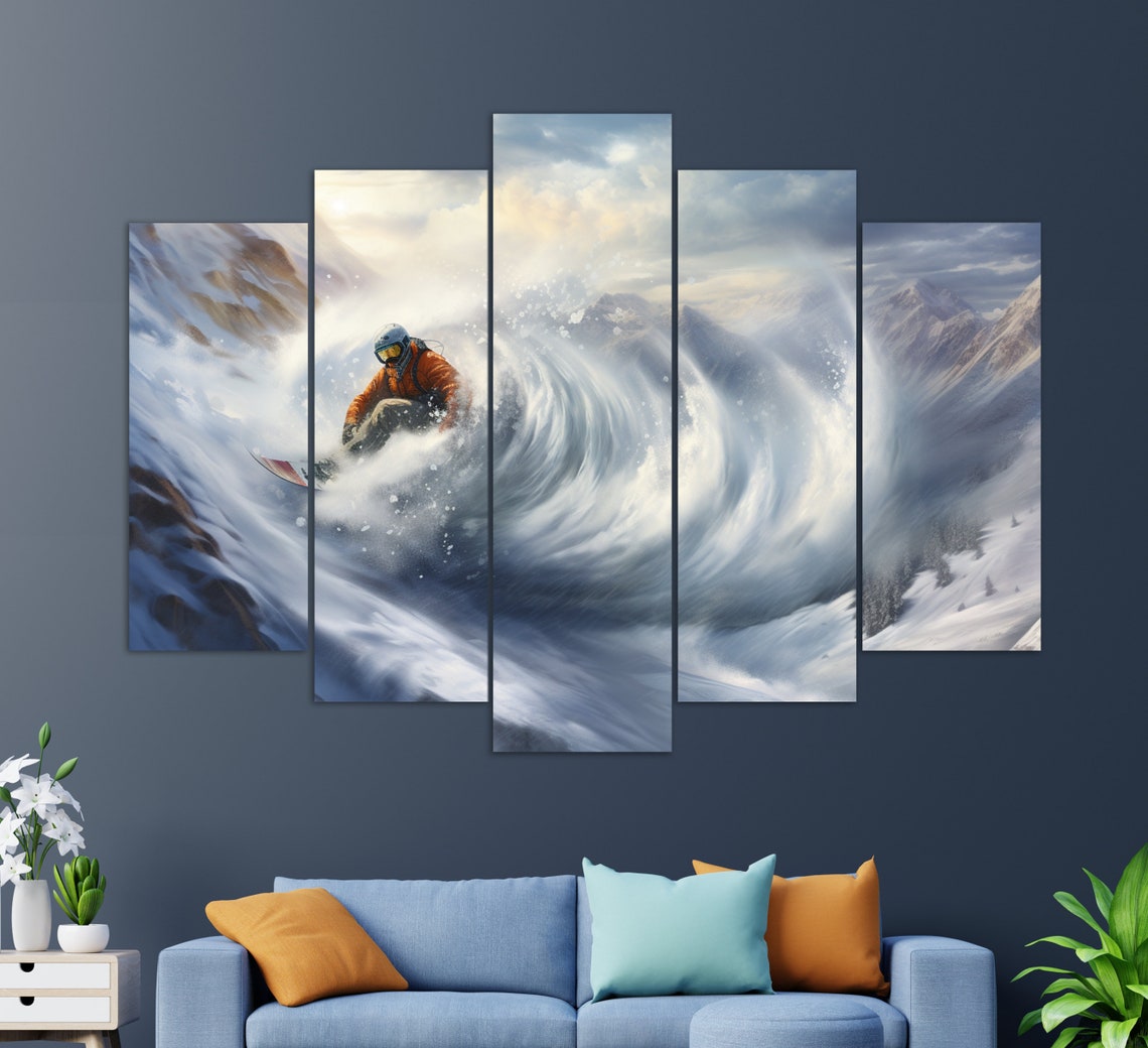 Snowboarding Wall Art Snowboarder Print Snowboard Painting Snowboarder Gift - Image 3
