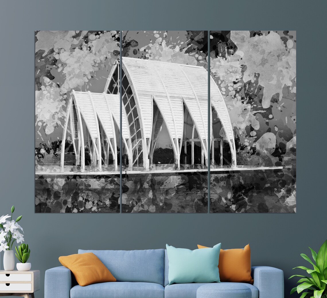 Beimen Crystal Church Tainan Taiwan Night Watercolor Blue Architecture Poster - Image 2