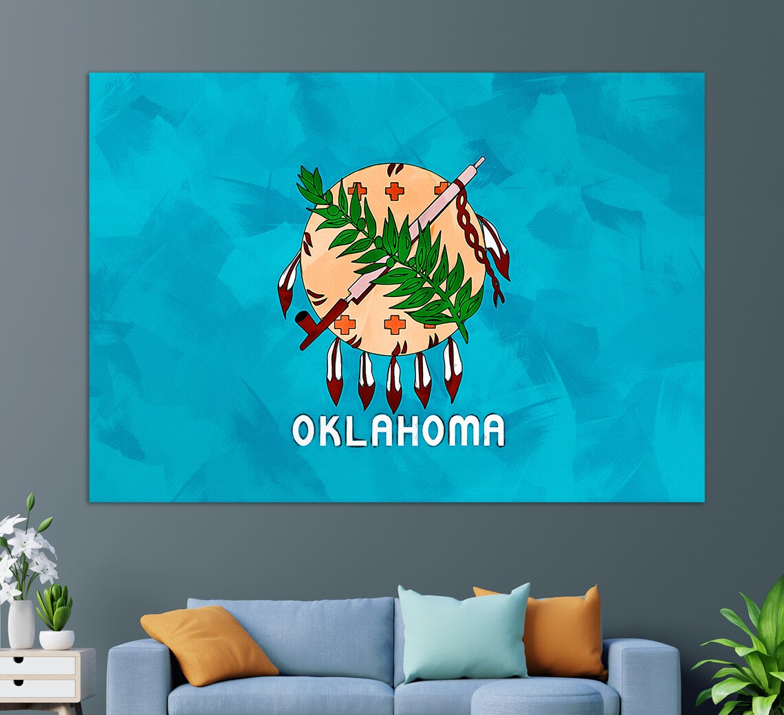 Oklahoma State Flag Painting, Oklahoma Wall Art