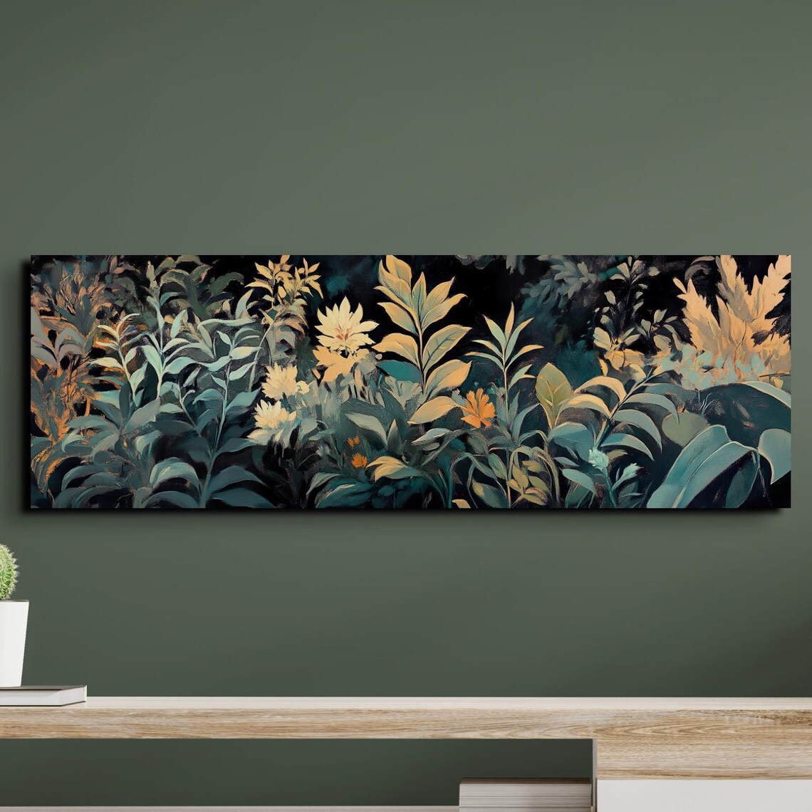 Panoramic Floral Abstract Plants, Wall Art Print