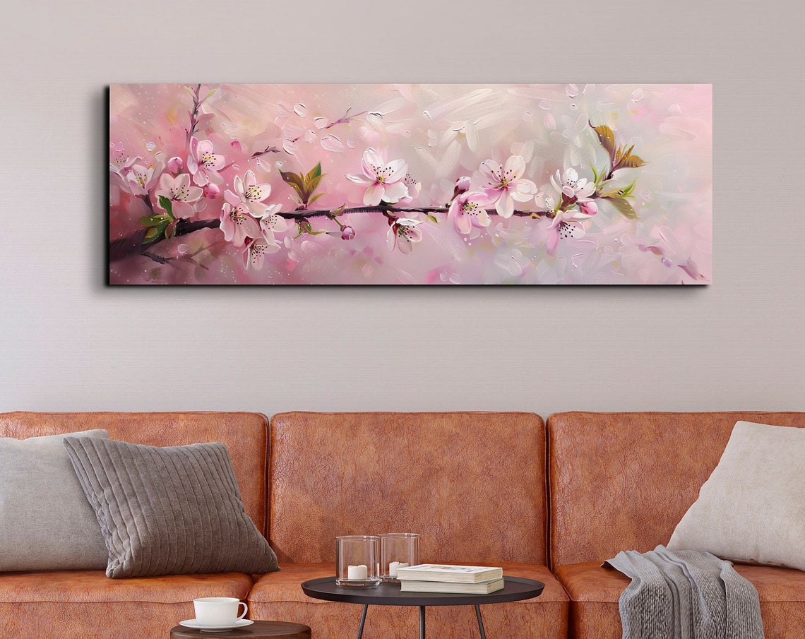 Pink Cherry Blossom Branch Spring Bloom Romantic Floral Art Poster