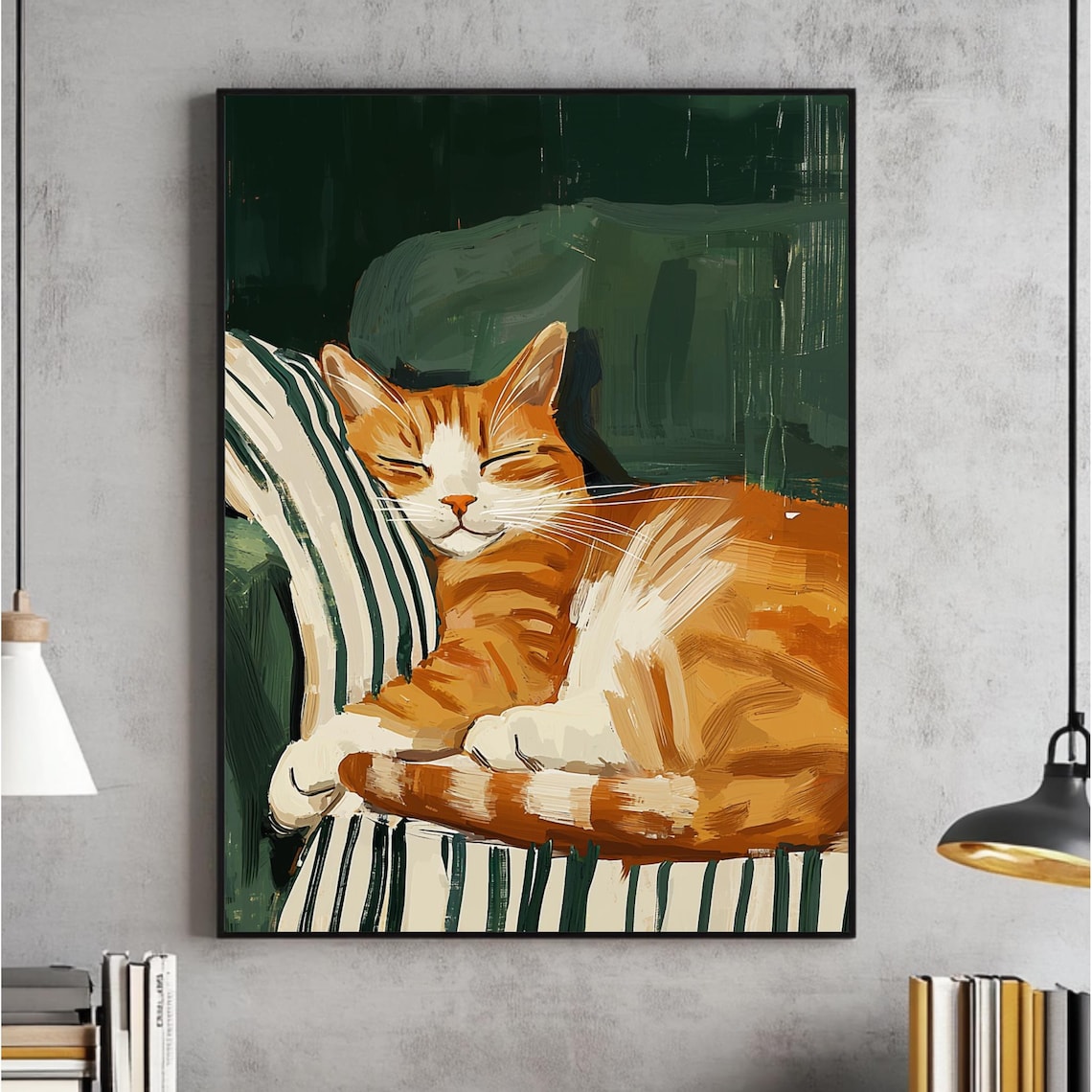 Sleeping Cat Contemporary Minimalist Art Print
