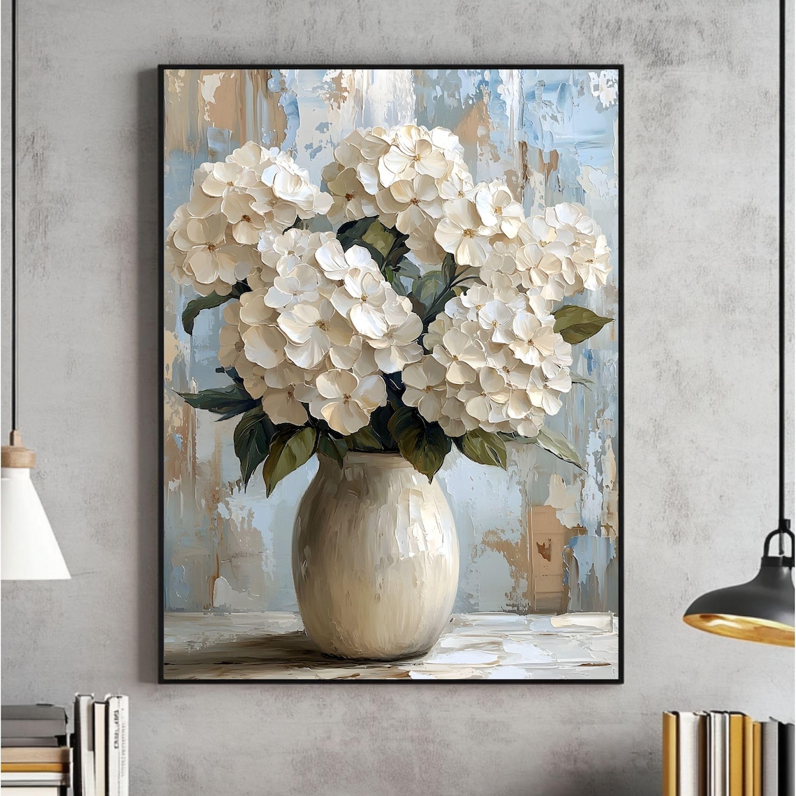 White Hydrangeas Vintage Botanical Flower Art Print