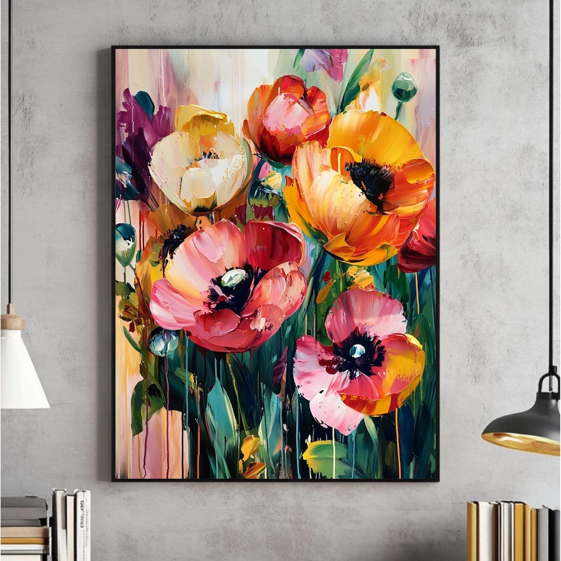 Abstract Floral Wall Art, Maximalist Floral Print