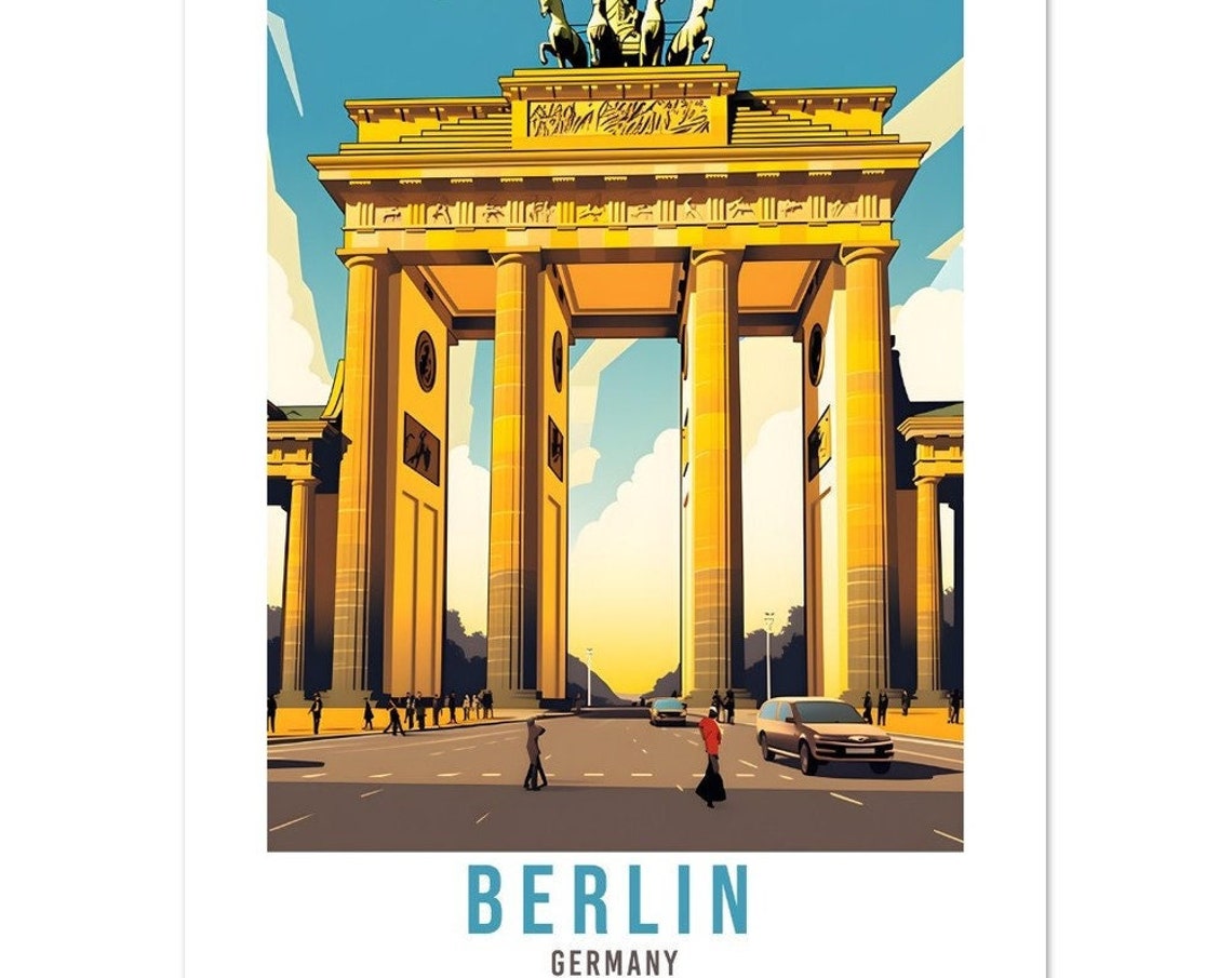 Berlin Germany Brandenburg Gate Golden Sunset Landmark Poster