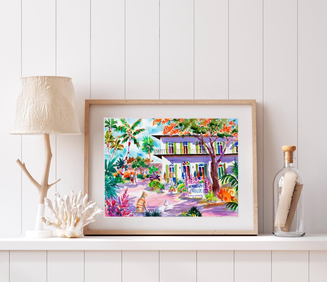 Hemingway House Key West Cat Art Print, Ellen Negley