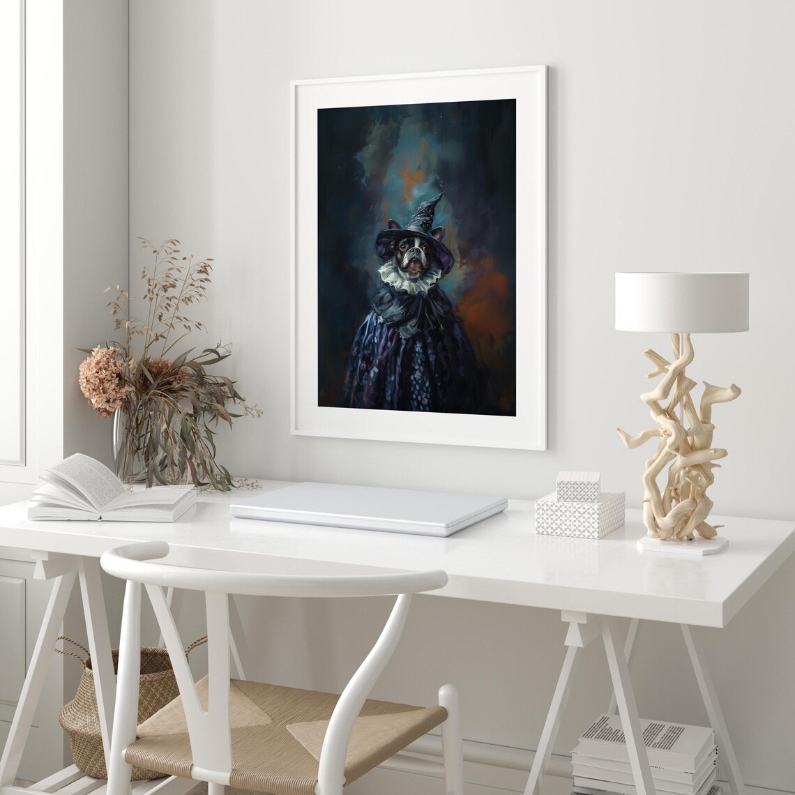 French Bulldog in Witch Costume Halloween Pet Portrait Poster - Image 3