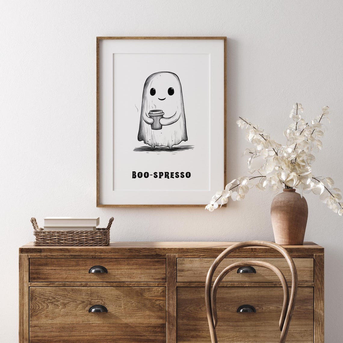 BOO-SPRESSO Cute Ghost With A Coffee Cup Halloween Wall Poster - Image 2