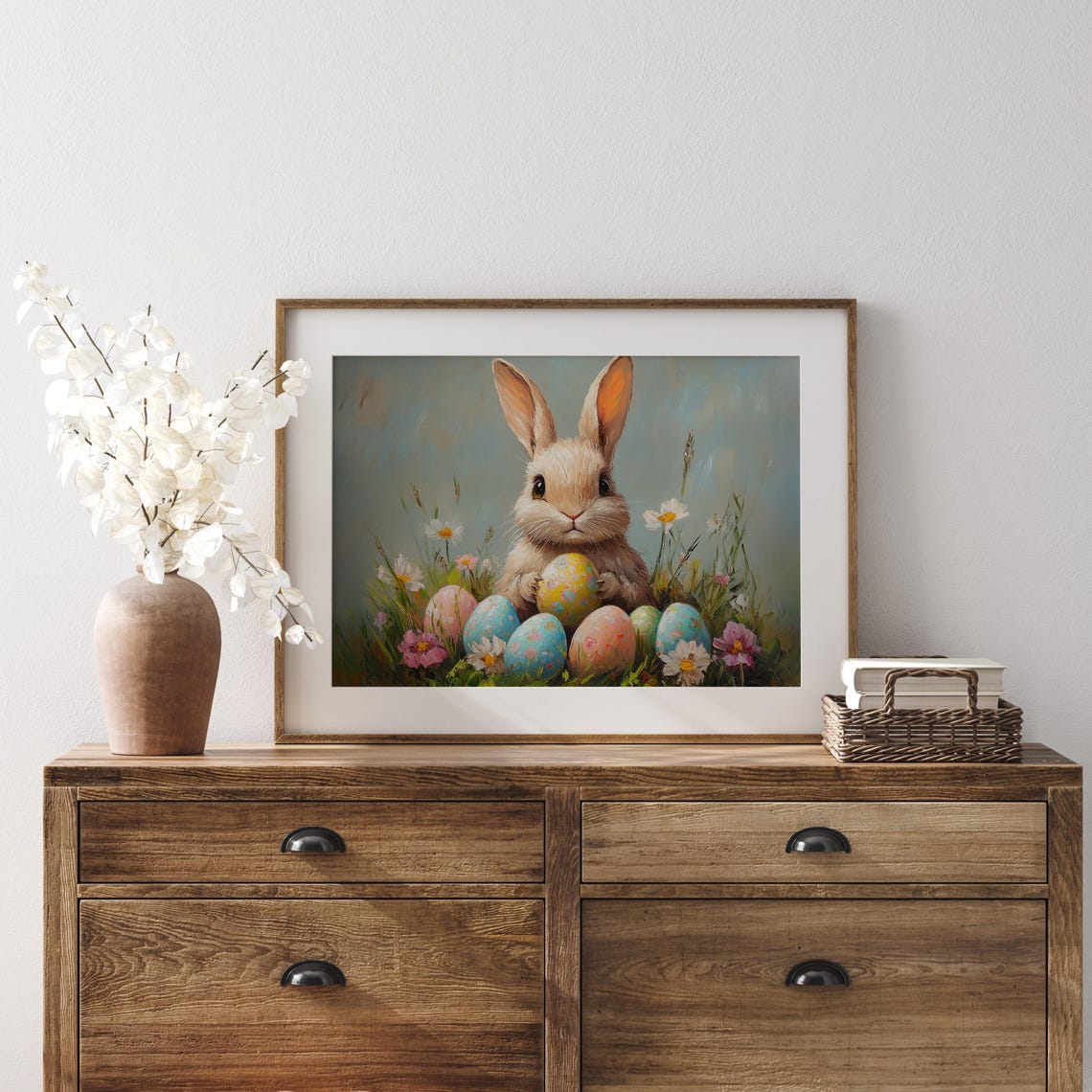 Bunny Surrounded By Painted Easter Eggs And Spring Wildflowers Poster - Image 4