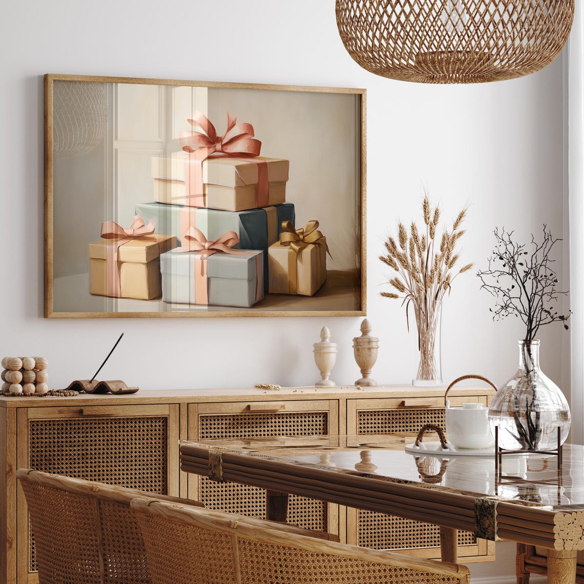 Stack Of Pastel Christmas Gift Boxes Tied With Satin Bows Poster - Image 2