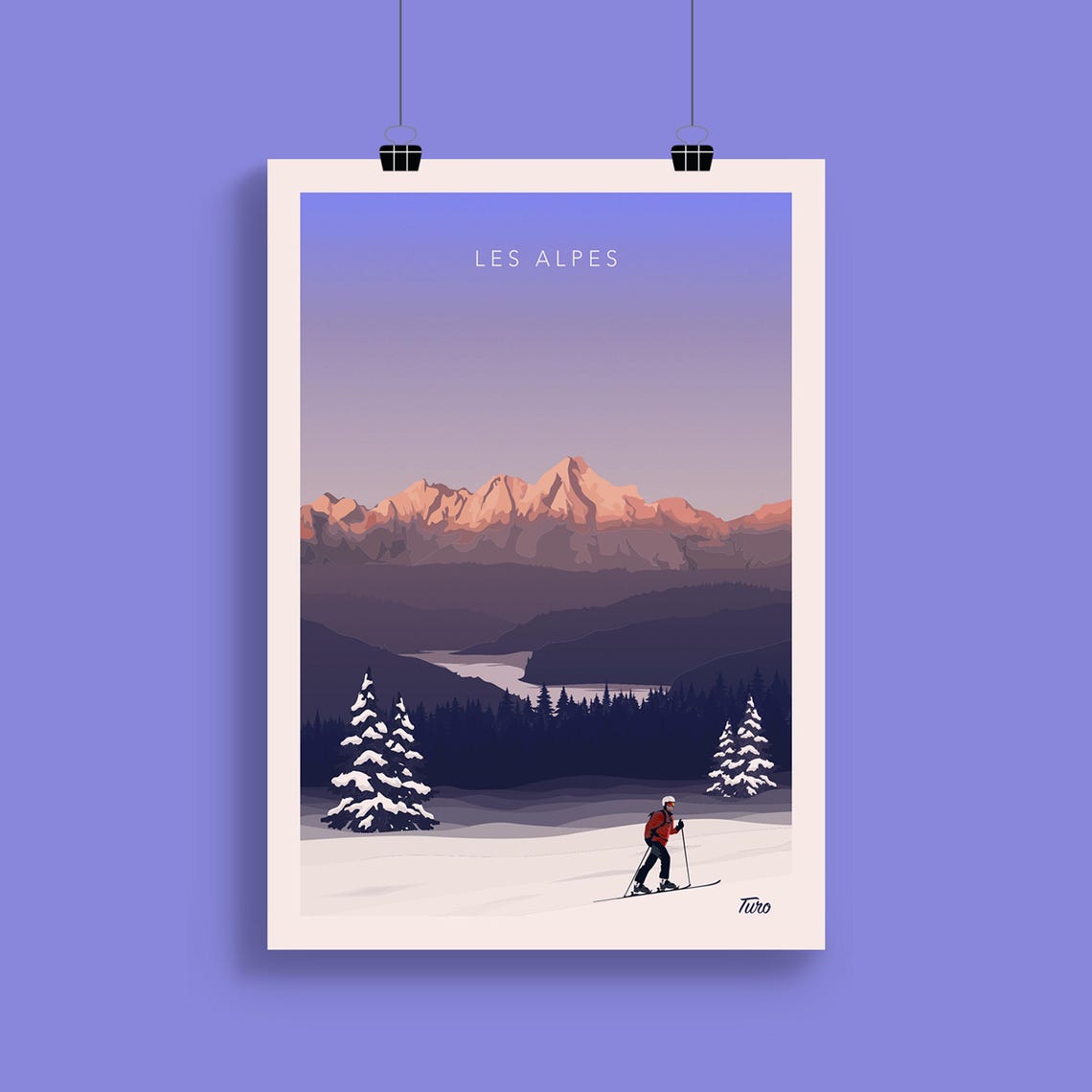 The Alps Travel Poster Ski Chairlift Travel Poster Vintage Poster Mountains Winter Sports - Image 2
