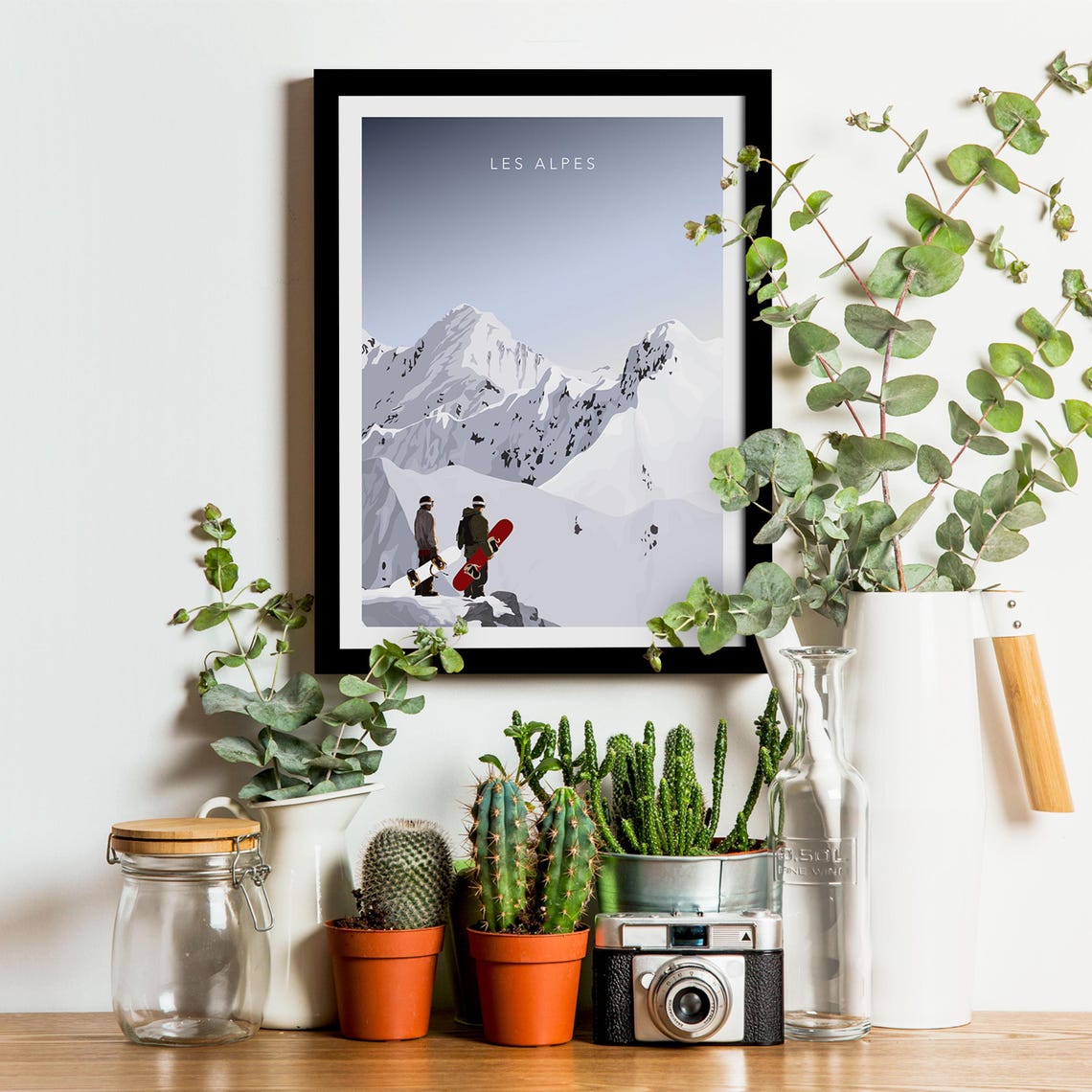 The Alps Travel Poster Ski Chairlift Travel Poster Vintage Poster Mountains Winter Sports - Image 3
