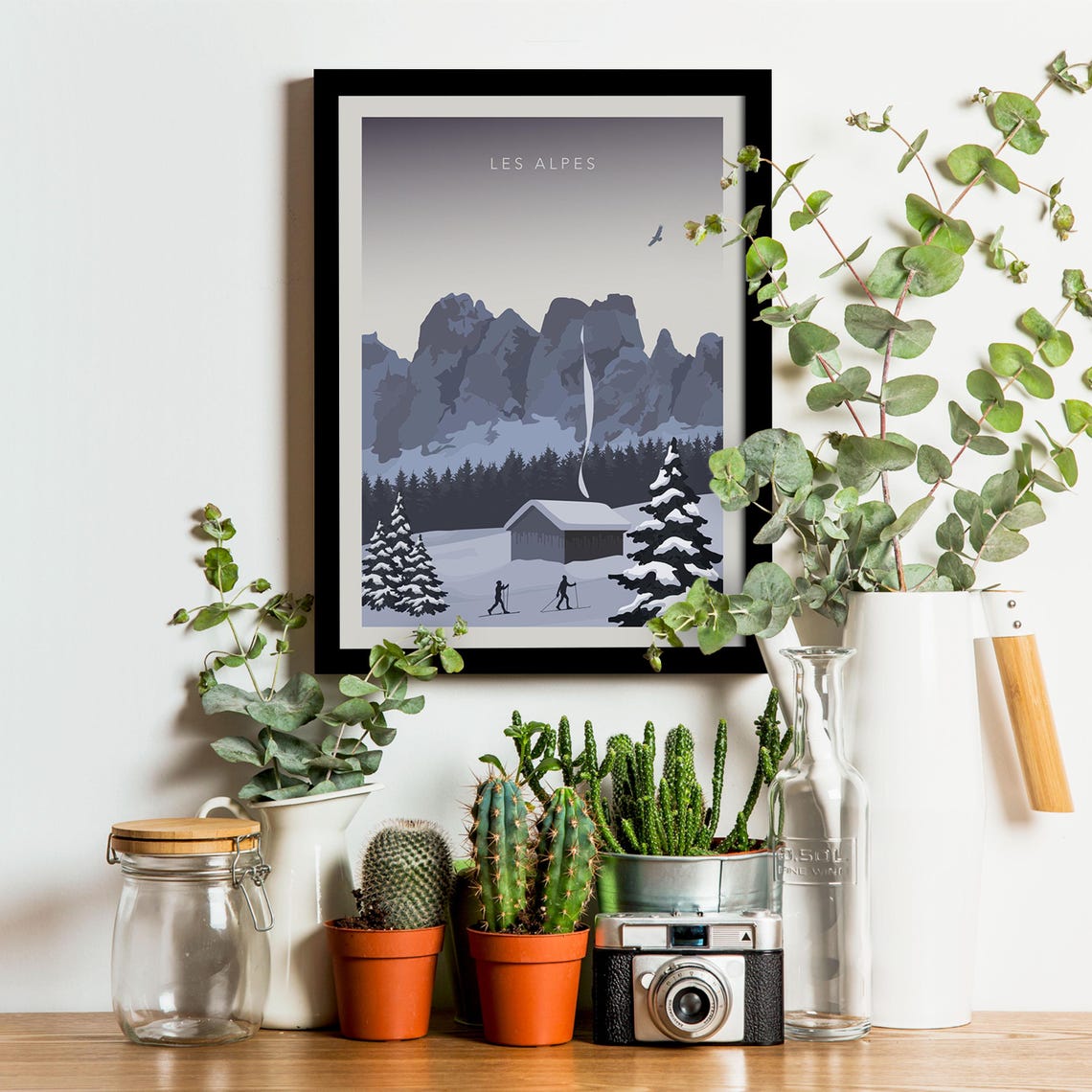 The Alps Travel Poster Ski Chairlift Travel Poster Vintage Poster Mountains Winter Sports - Image 3