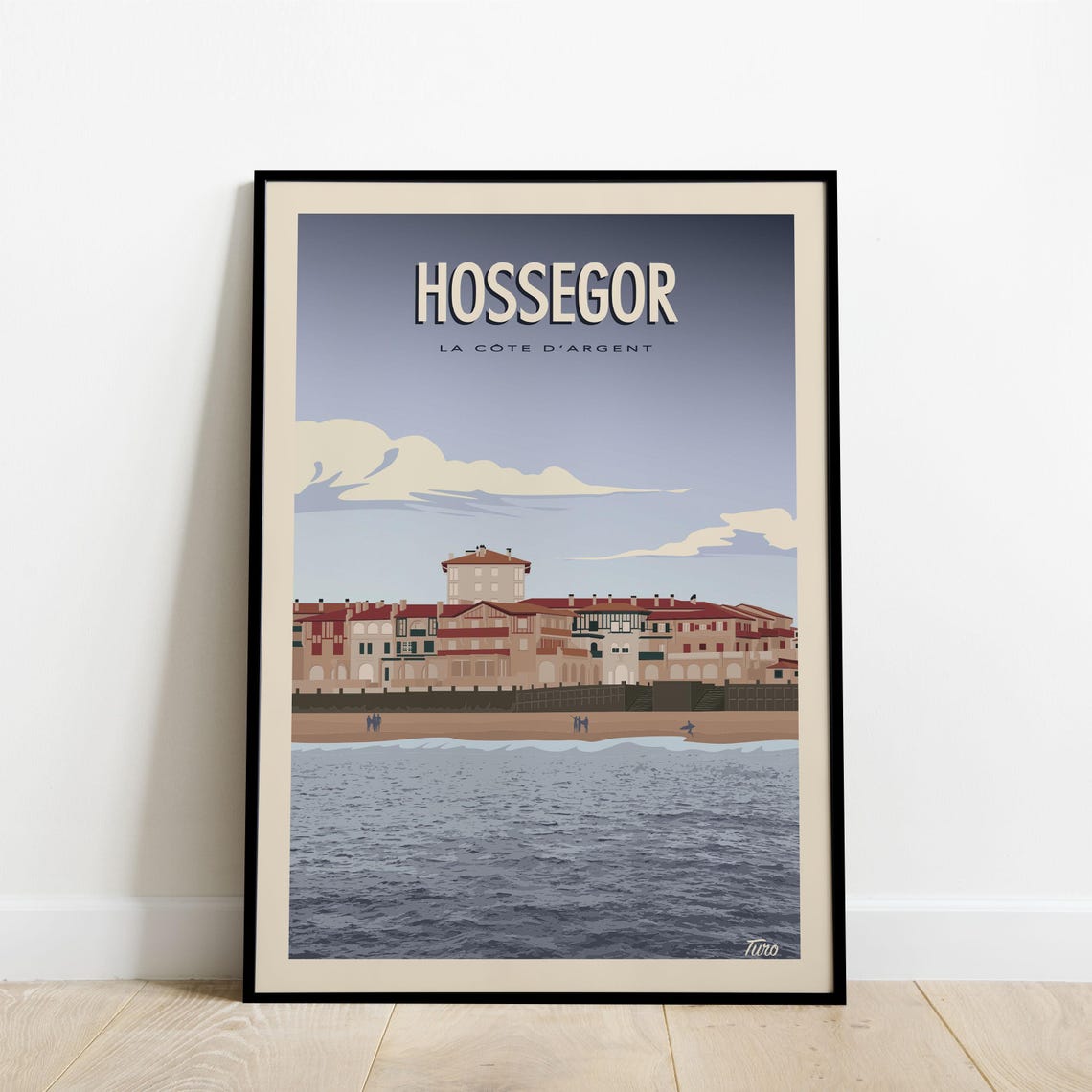 Hossegor Silver Coast Wide Seafront Town And Beach Travel Poster