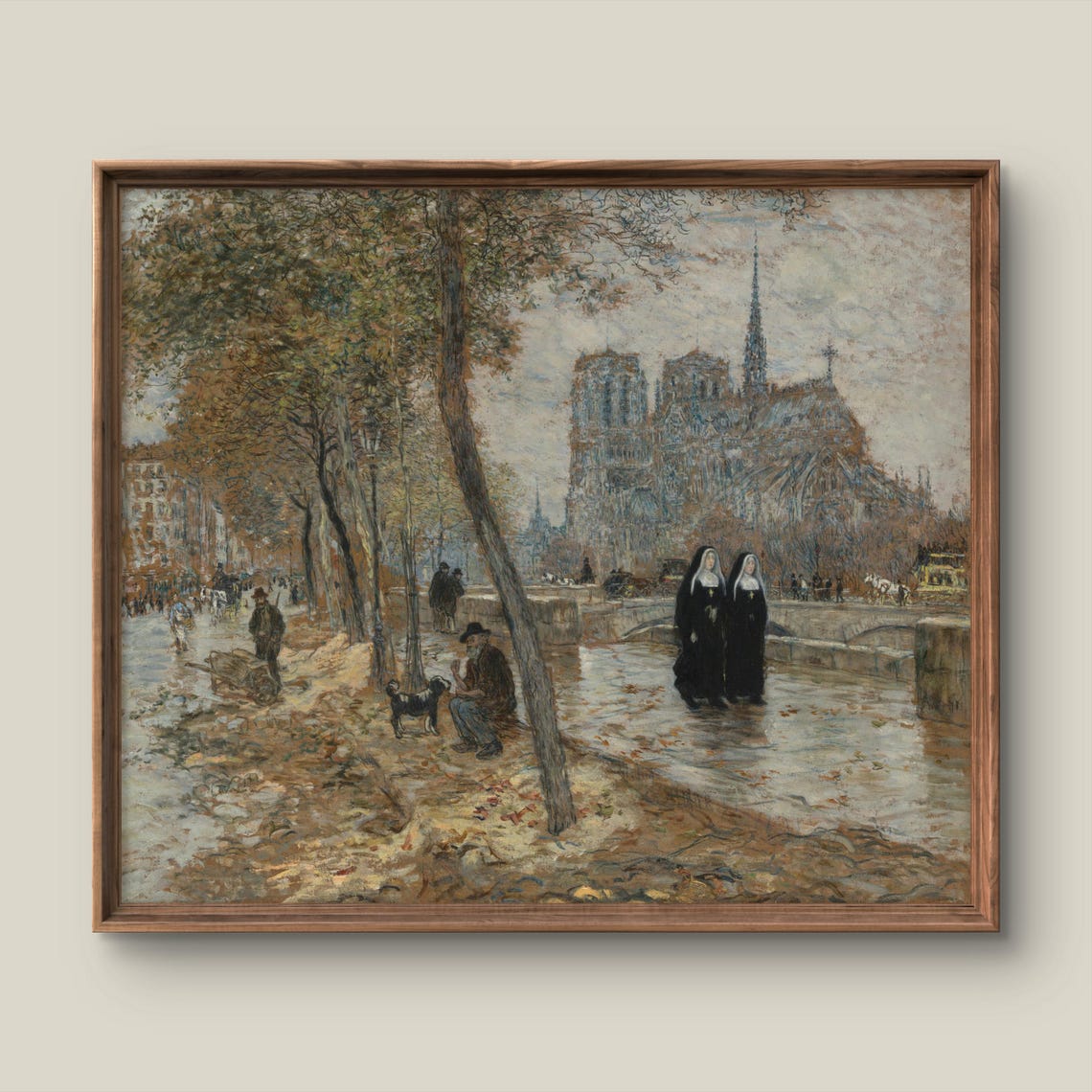 Vintage Notre-Dame Paris Impressionist Cityscape Cathedral Art Poster