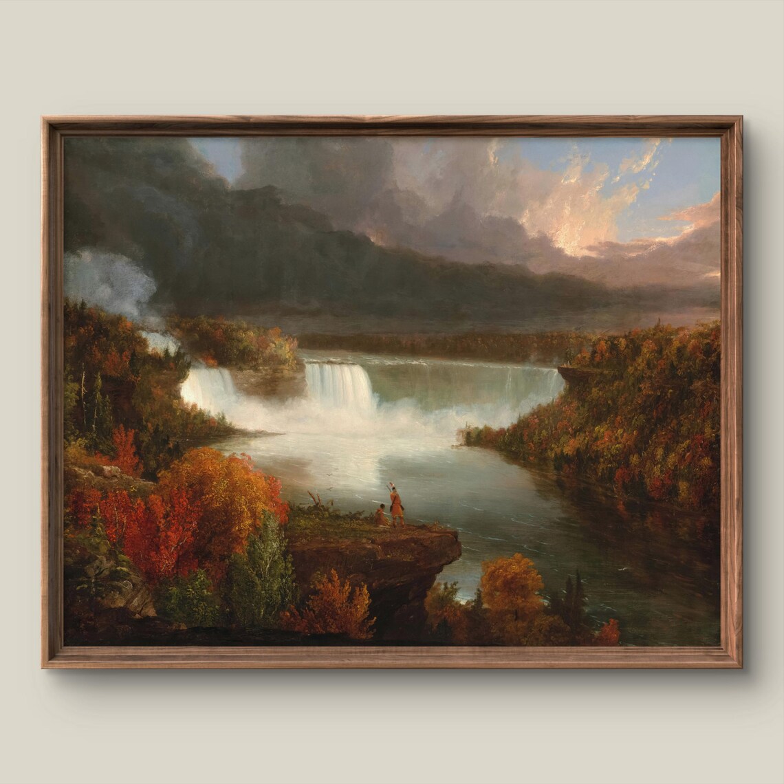 Niagara Falls in Autumn Antique Landscape Oil Painting Wall Poster