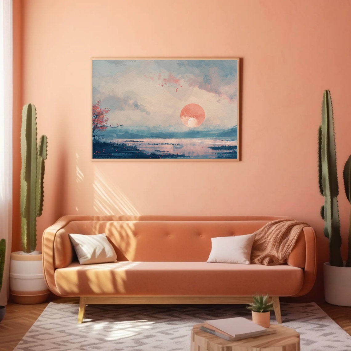 Abstract Sunset Frame Tv Visible Textures Landscape Blue And Orange Tones Painting Japandi Decor Frame Tv Frame Tv Art - Image 2