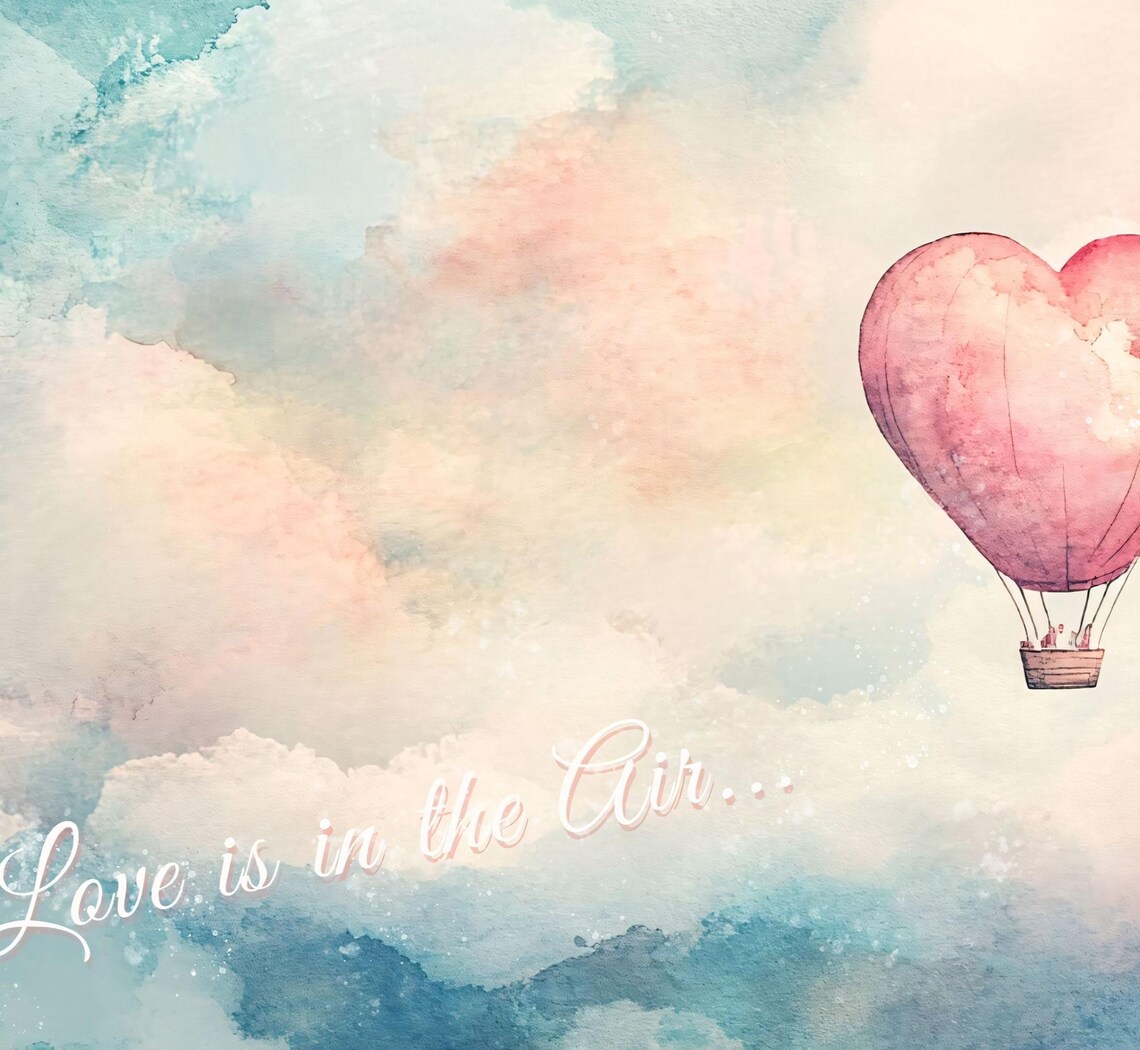 Pink Heart Hot Air Balloons Love Is In The Air Romantic Art Poster - Image 2