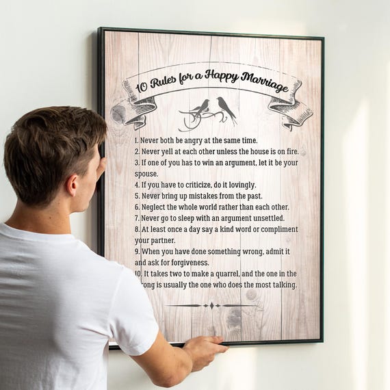 5 10rules For A Happy Marriage House Rules Poster Family Sign Inspirational Family Quote Modern Farmhouse Sign Instant