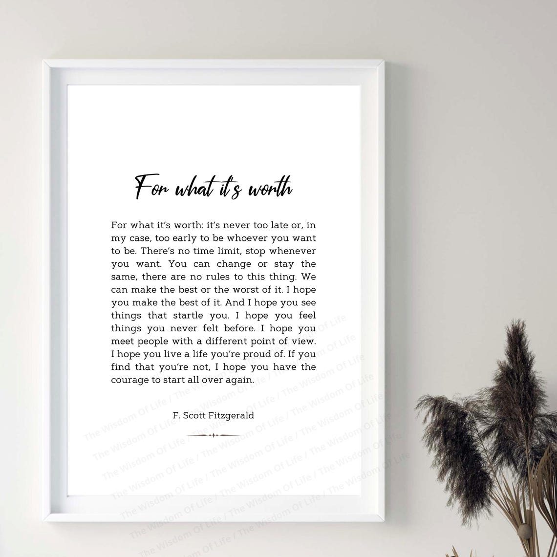 For What It Is Worth F Scott Fitzgerald Inspirational Quote Print - Image 6
