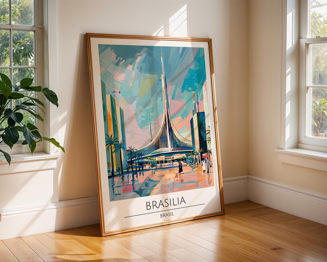 Brasilia Brazil Abstract Cathedral Spires Modernist City Poster