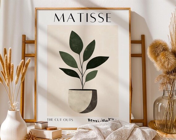 Henri Matisse Inspired Potted Plant Green Leaf Minimalist Print