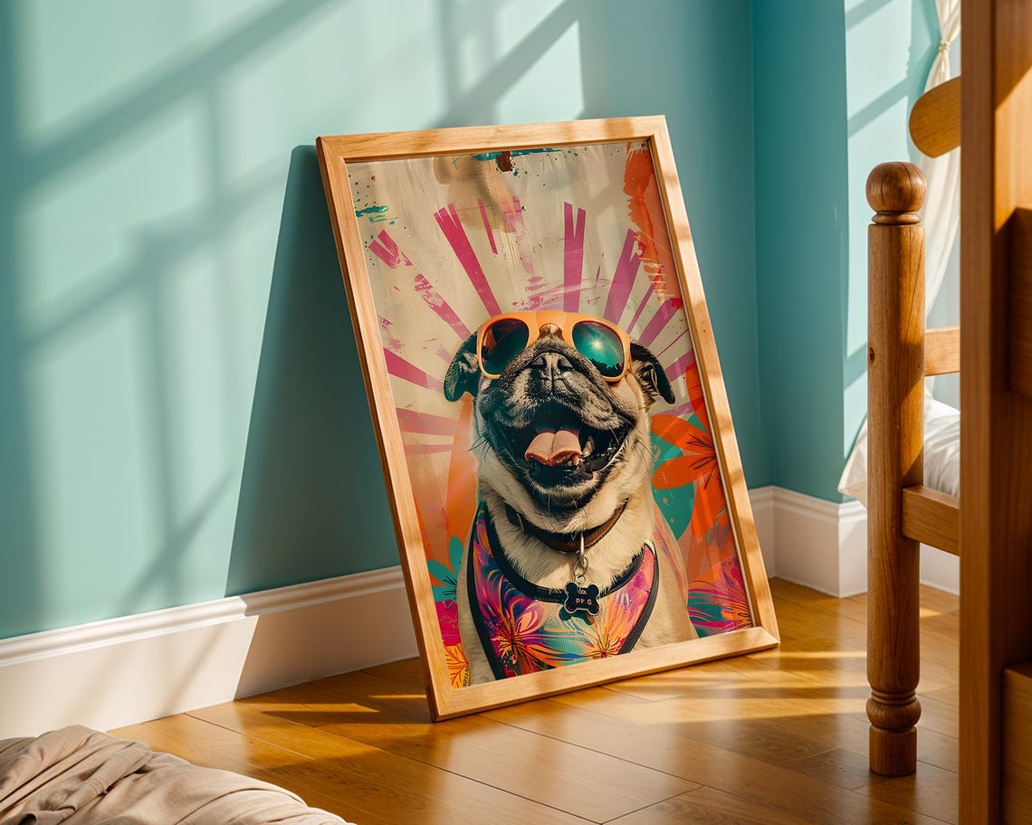 Cool Pug In Sunglasses Pop Art Poster For Dog Lovers Tropical Vest
